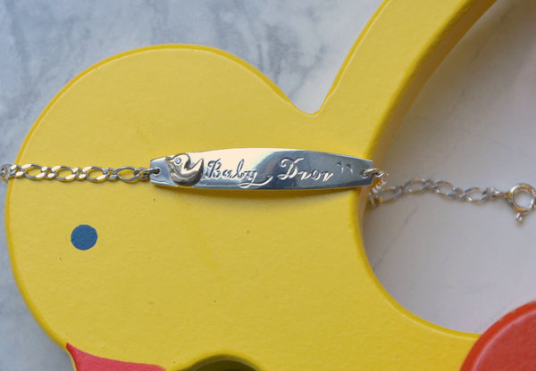 Handmade Sterling Silver Name Bracelet with Duckie charm