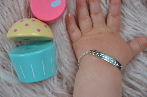 Handmade Sterling Silver Name Bracelet with Cupcake charm