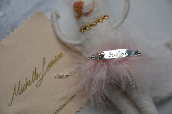 Handmade Sterling Silver Name Bracelet with Love Heart charm